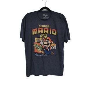 Men's Super Mario Bros Adventures Nintendo Retro Classic T-Shirt Sz XL Blue